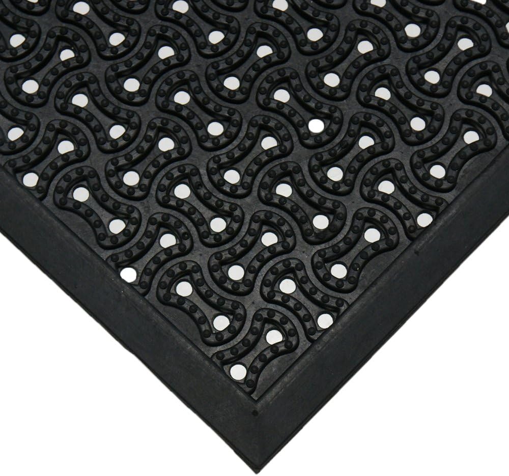 Rubber-Cal Dura-Scraper Drainage Commercial Door Mat - 3/8 in x 2 ft x 3 ft - Black Rubber Doormats