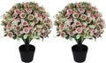 24" Artificial Flowers Topiary Ball Trees, Faux Outdoor Plants