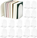 Lulonpon 16 pcs Book Ends, Black Bookends, Non-Skid Book End, Metal Bookends for School Library and Desktop Organizer, Acrylic Book Ends for Book Shelves