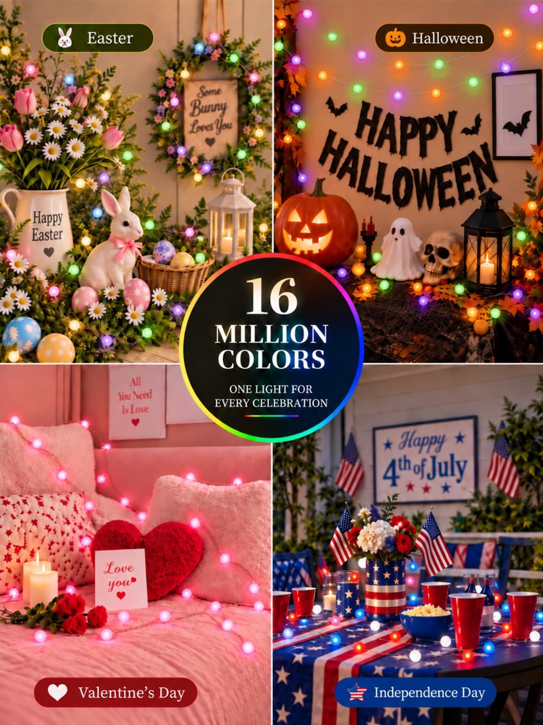 33FT 66LED Globe String Lights Indoor, Color Changing Halloween Lights