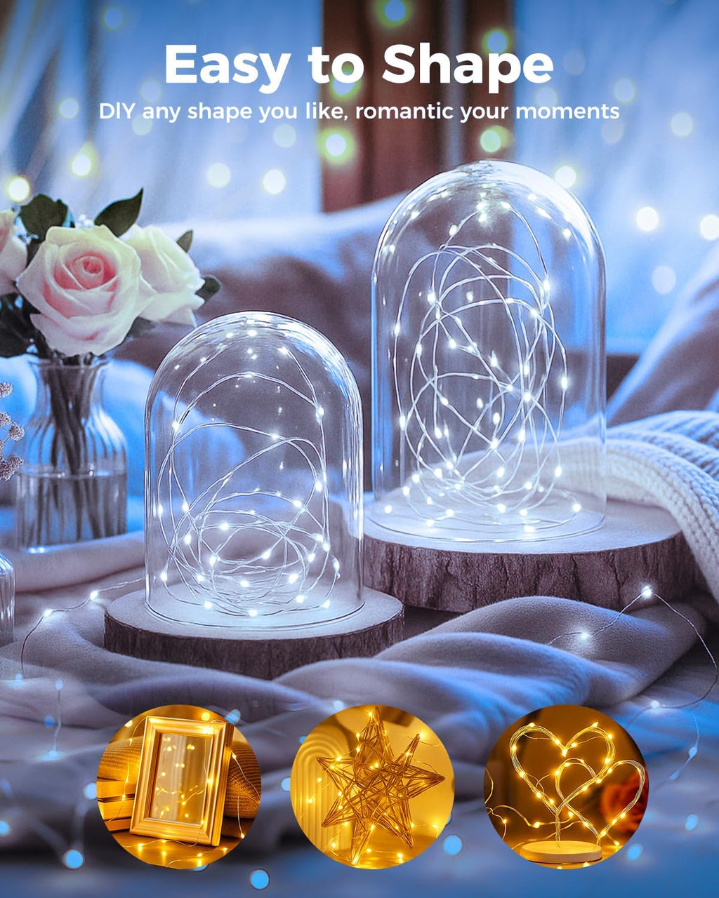 btfarm 6 Pack Fairy Lights Battery Operated, 7FT 20 LED Mini String Lights Waterproof Silver Wire for Mason Jars Centerpiece Table Crafts Bedroom Christmas Decoration, Cool-Warm White