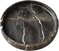 Natural Marble Vanity Tray, Perfume Jewelry Tray, Round Ottoman Tray for Drinks, Coffee Table, Home Decorative (Portoro Black, 9.84Dx1.18H)