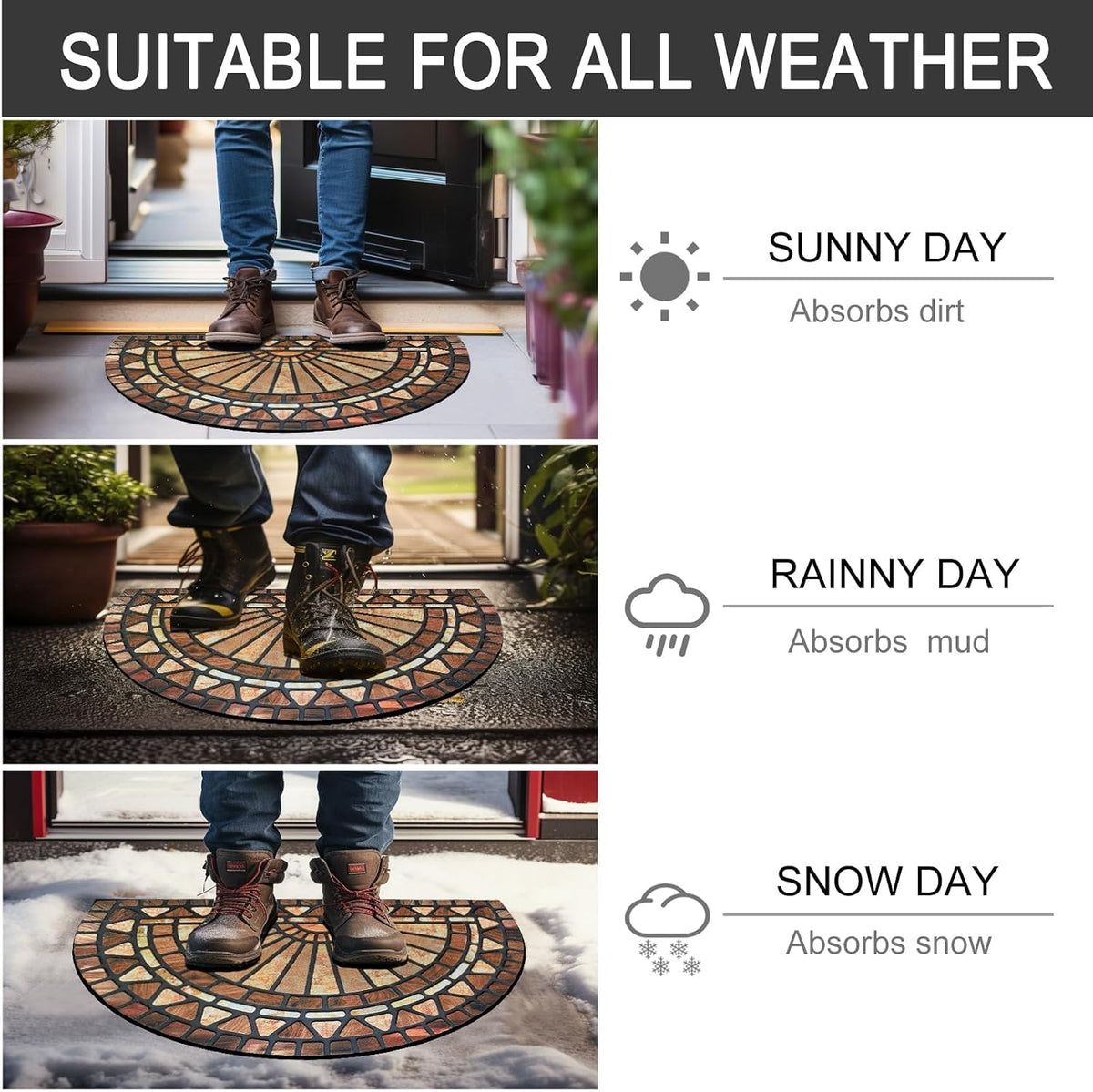 CHICHIC Front Door Mat 24"x36" Outdoors Heavy Duty Rubber Mat, Orange