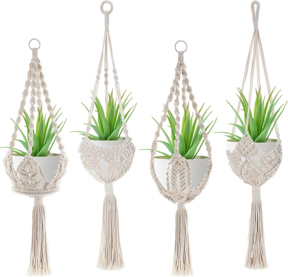4 Pack Macrame Plant Hanger, Boho Hanging Planter for 8" Pot