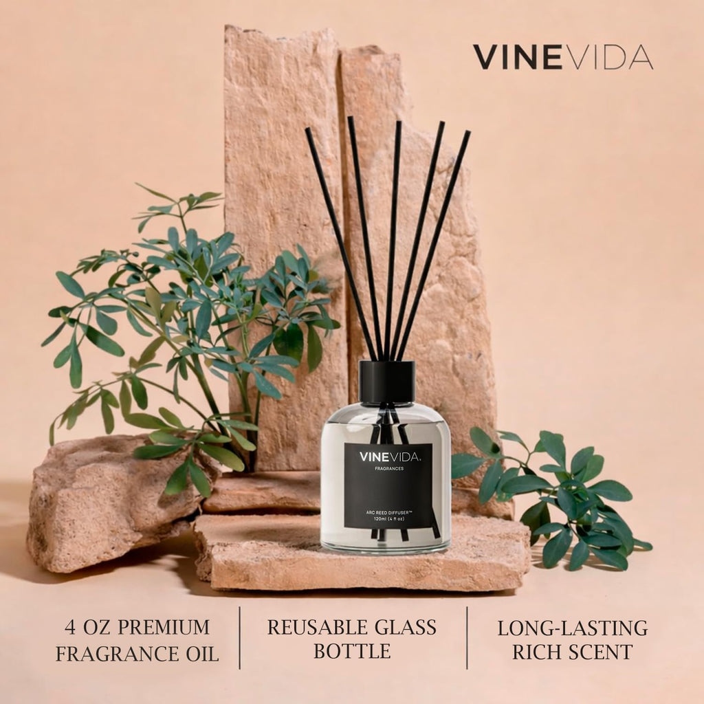 VINEVIDA Reed Diffuser Pomagranate Noir | Diffuser Reed for Home & Bathroom | Long-Lasting Scent Sticks Set | Oil Stick Diffuser | Bathroom Scent