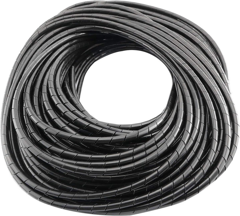 DGZZI Spiral Cable Wrap 4mm 25m Black Spiral Wrap Cable Binding Tidy Leads for TV PC Home Cinema CCTV Wires