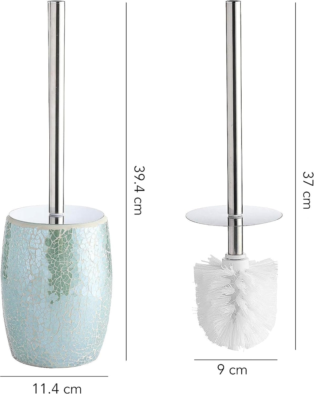 WHOLE HOUSEWARES Modern Toilet Brush Set, Turquoise (1 Glass Mosaic Bathroom Accessory)