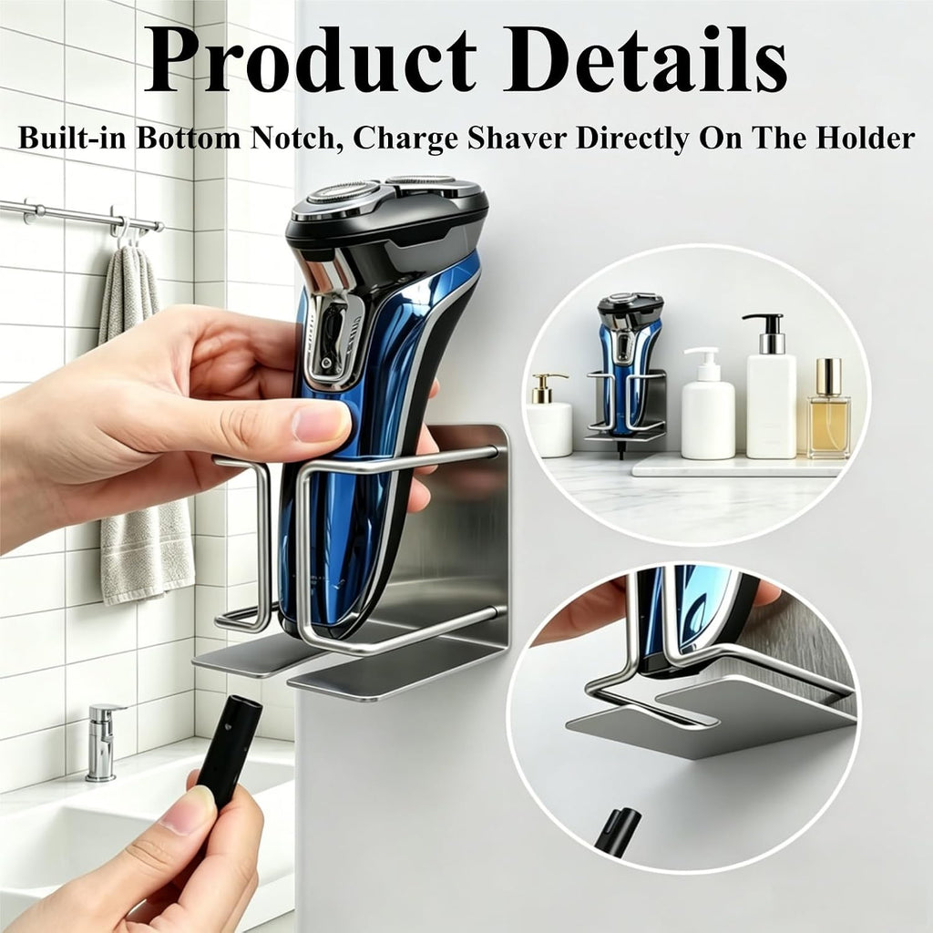 Electric Razor Holder Wall Mount, Stainless Steel Shaver Organizer Shelf