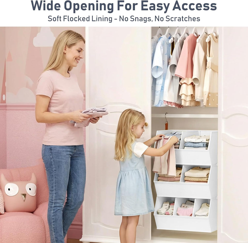 Hanging Closet Organizer Extra Large, Clothes Hanging Shelves for Closet with Divider, Collapsible Closet Storage System, Fabric Storage Bins for Home, Dorm, Rv, Sweaters, Handbags, Underwear, Sock