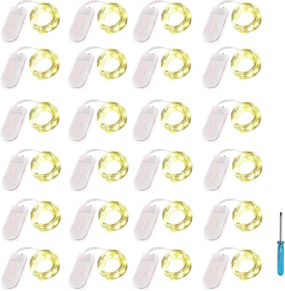 24 Packs Fairy Lights Battery Operated LED String Light 10.2FT 30LEDs Waterproof Copper Wire Firefly Light Mini Starry Moon Light for DIY Crafts Wedding Table Party Bedroom Christmas deco(Warm White)