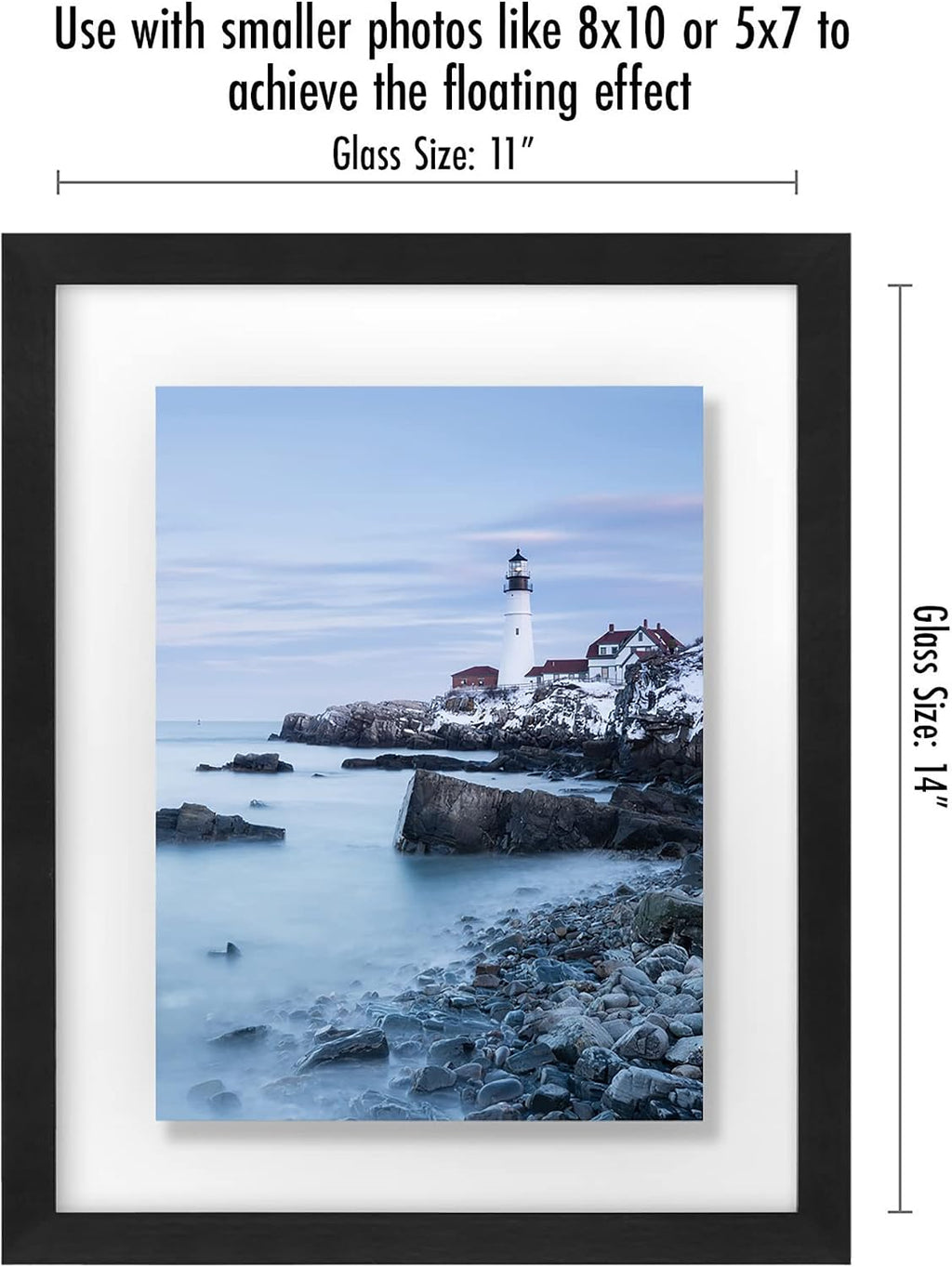 Americanflat 11x14 Floating Picture Frame - Engineered Wood - Black