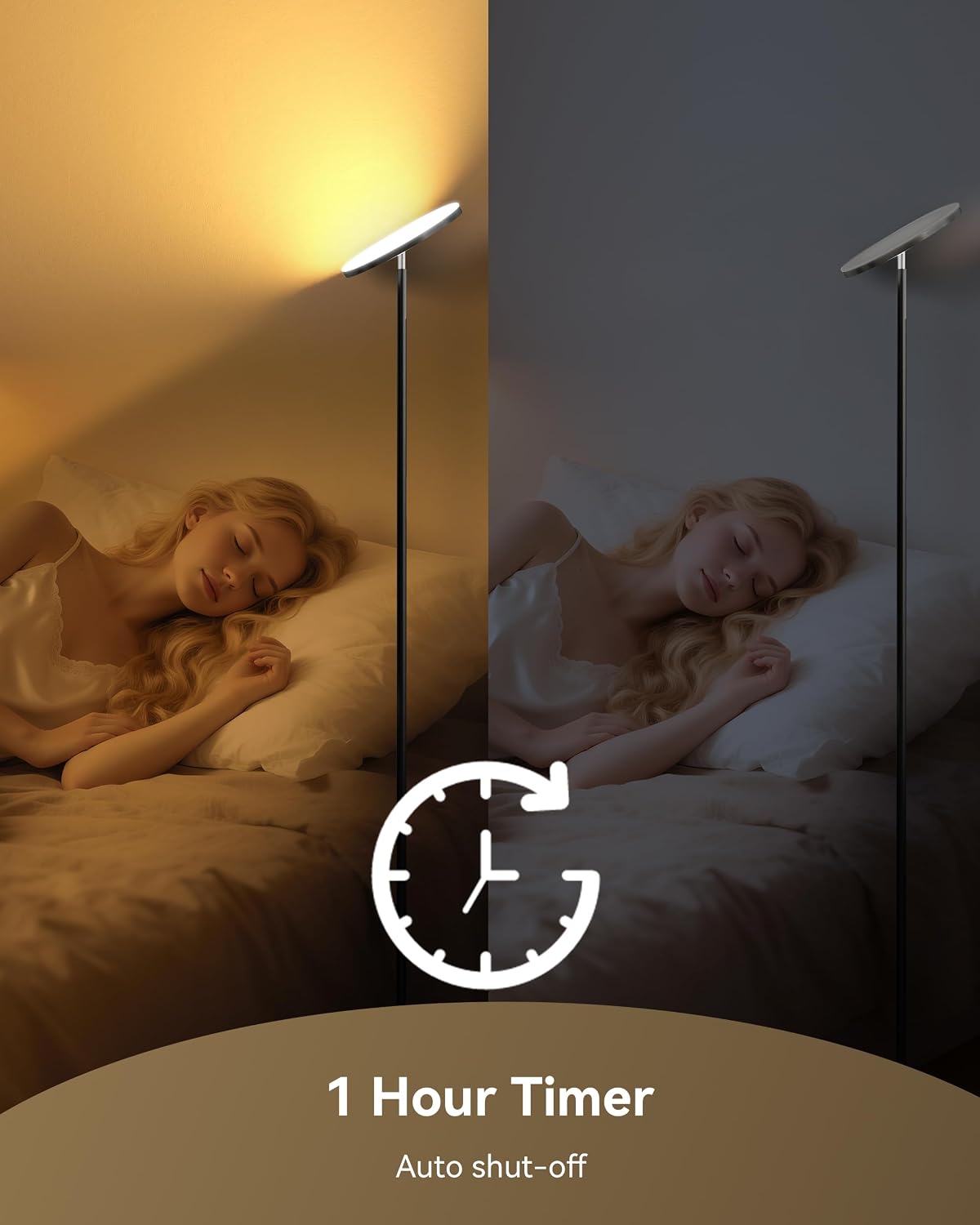 JOOFO LED Floor Lamp for Living Room, Torchiere Lamp with Compact Remote