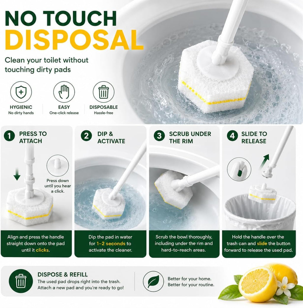 Clean Brush Head 60 Count Disposable Toilet Bowl Cleaner Brush Heads