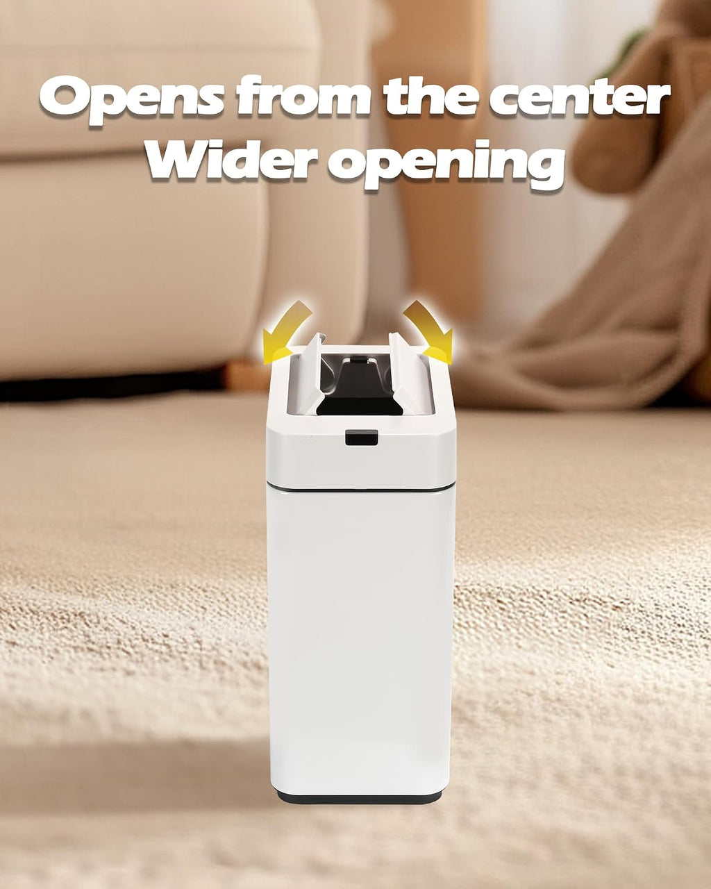 ELPHECO Slim Bathroom Trash Can with Lid 2.6 Gallon Smart Trash Can White
