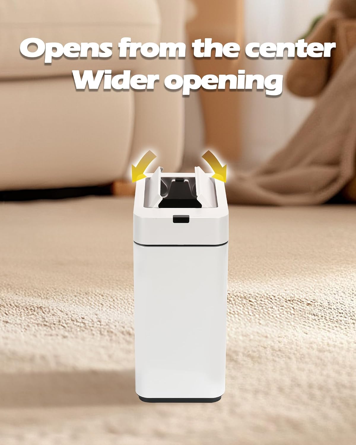 ELPHECO Slim Bathroom Trash Can with Lid 2.6 Gallon Smart Trash Can White