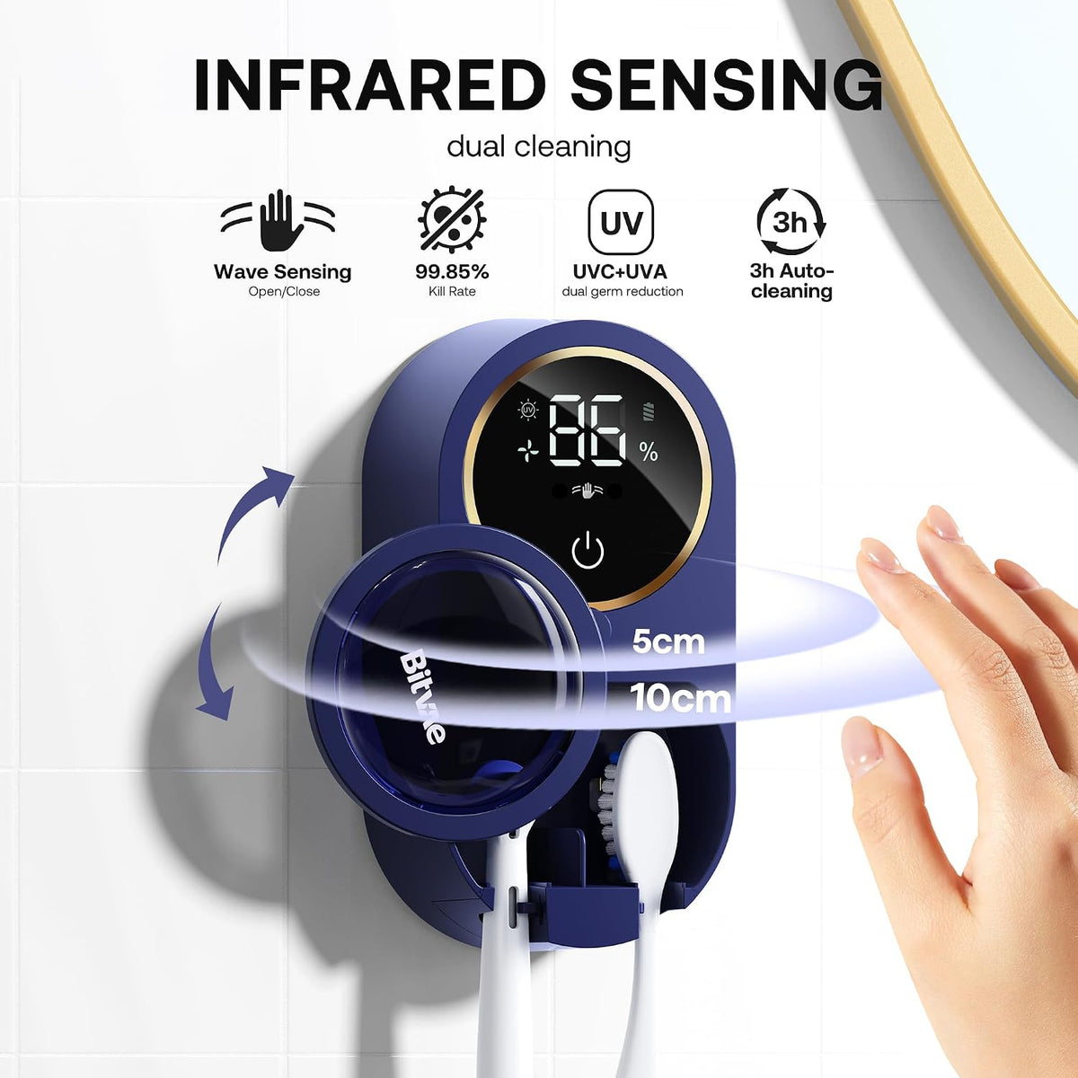 Bitvae Upgraded Tooth Brush Holder for Bathroom 2.0 Infrared Sensing