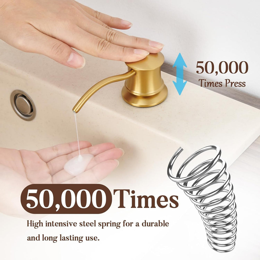 Built in Soap Dispenser for Kitchen Sink Countertop, Brass, Gold
