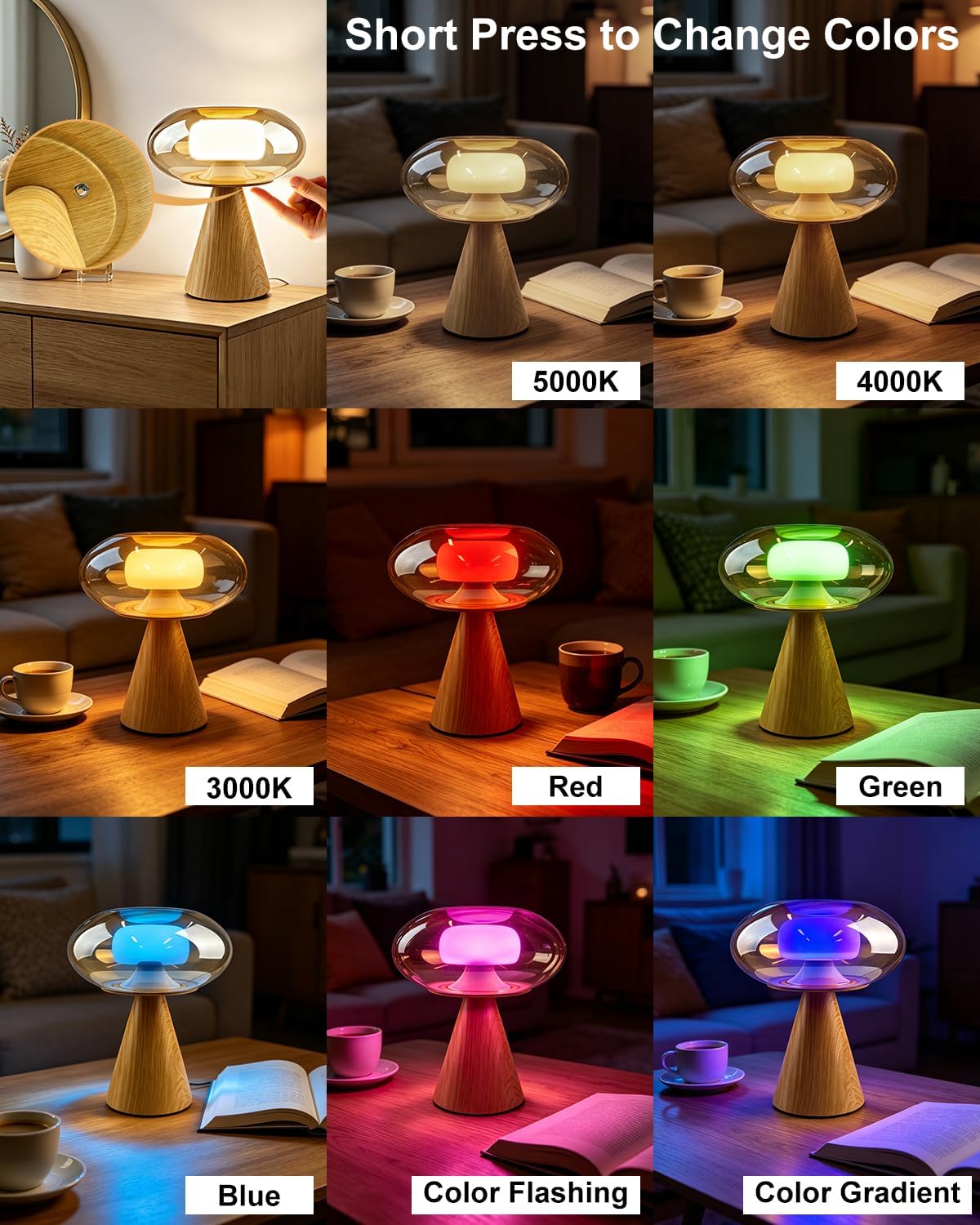 Lightdot Modern Mushroom Table Lamp Dimmable RGB Ambient Lighting Gift Box