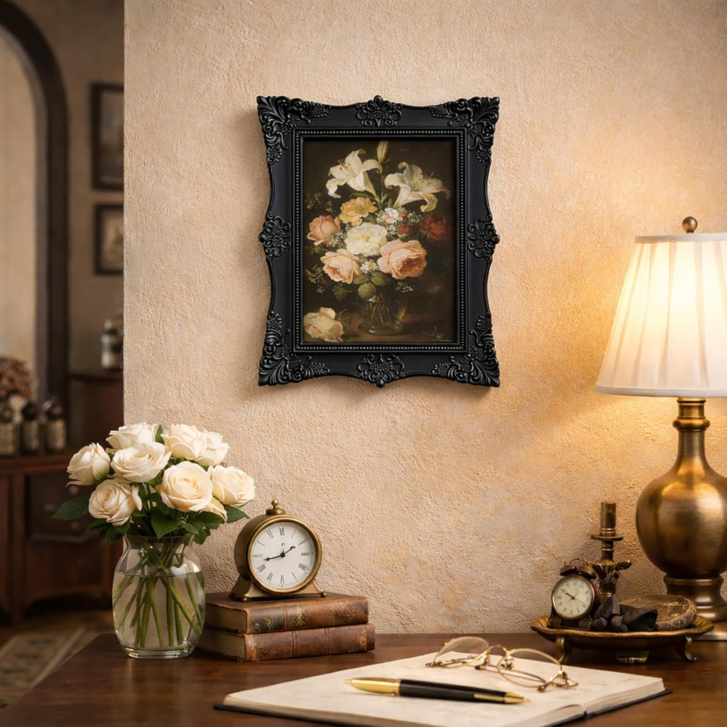 5x7 Vintage Picture Frames -5x 7 Antique Picture Frame, Ornate Frames 5 X 7 With Glass Front For Tabletop Photo Display And Wall Hanging, Victorian Poster Frame 5 By 7 (Black, 5X7)