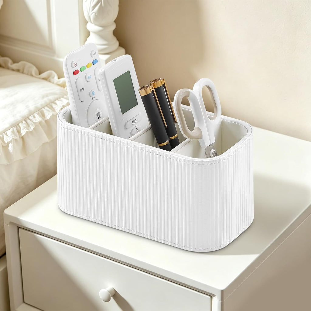 TV Remote Control Holder Remote Holder Caddy Organizer (Ivory)