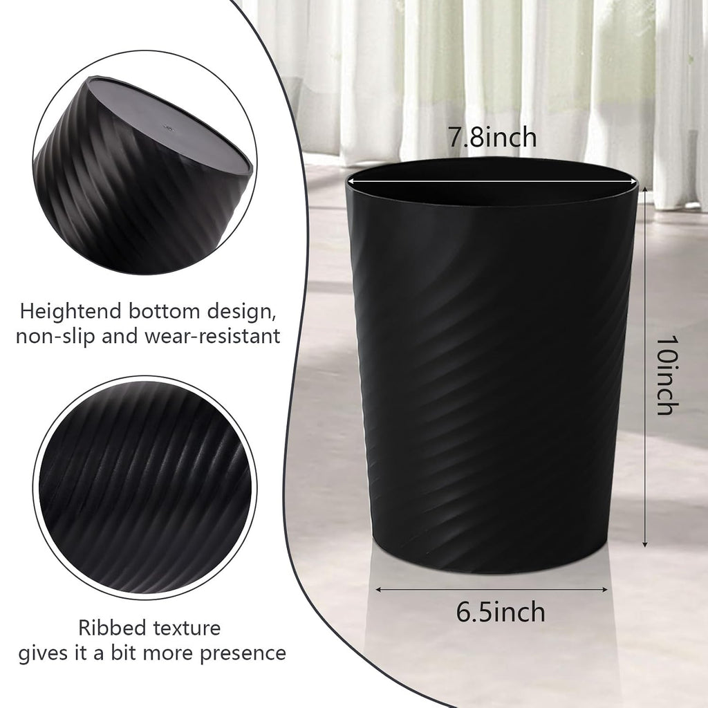UUJOLY Small Bathroom Trash Can with Bags Garbage Can, 3 Pack, Black