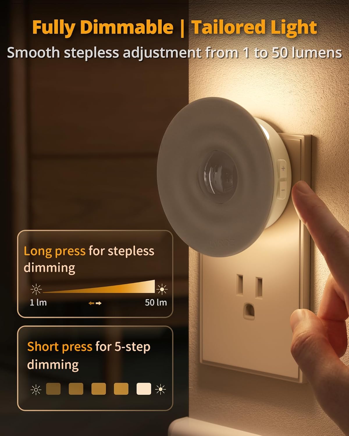 Lyridz Plug-in LED Night Light with Motion & Dusk-to-Dawn Sensor, 4-Pack