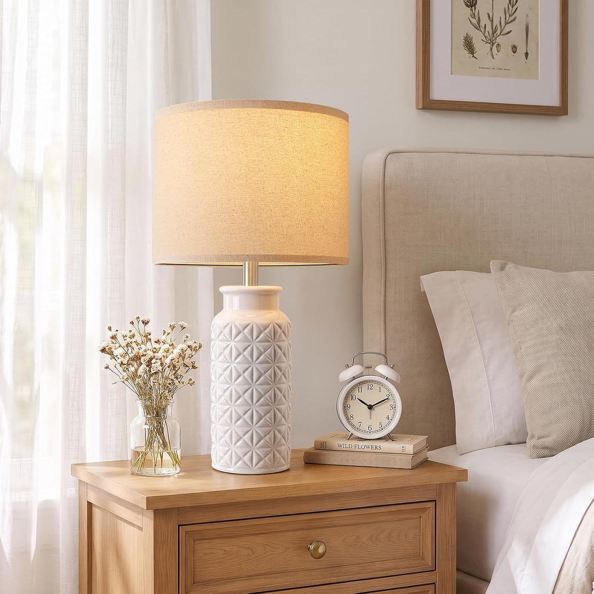 Innqoo 22.6" Dimmable Table Lamps Set of 2 with Remote, Lamps for Bedroom