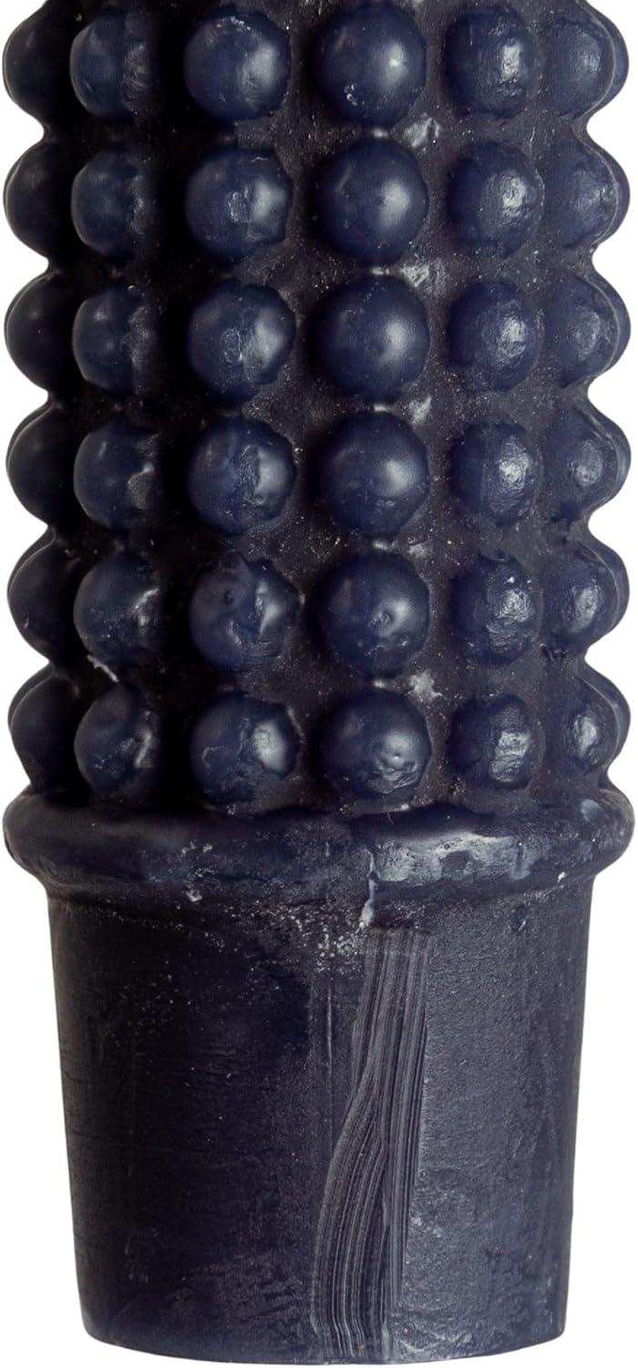 Creative Co-Op Hobnail Taper Candles in Box, Navy Blue, Set of 2