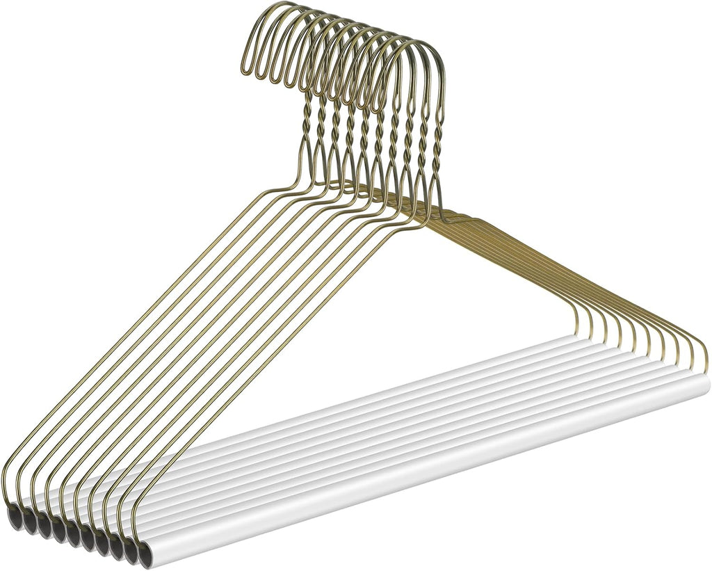 Yuntau 10 Pcs Dry Cleaner Hangers Bulk with Tubes 16" Wire Hangers, Gold