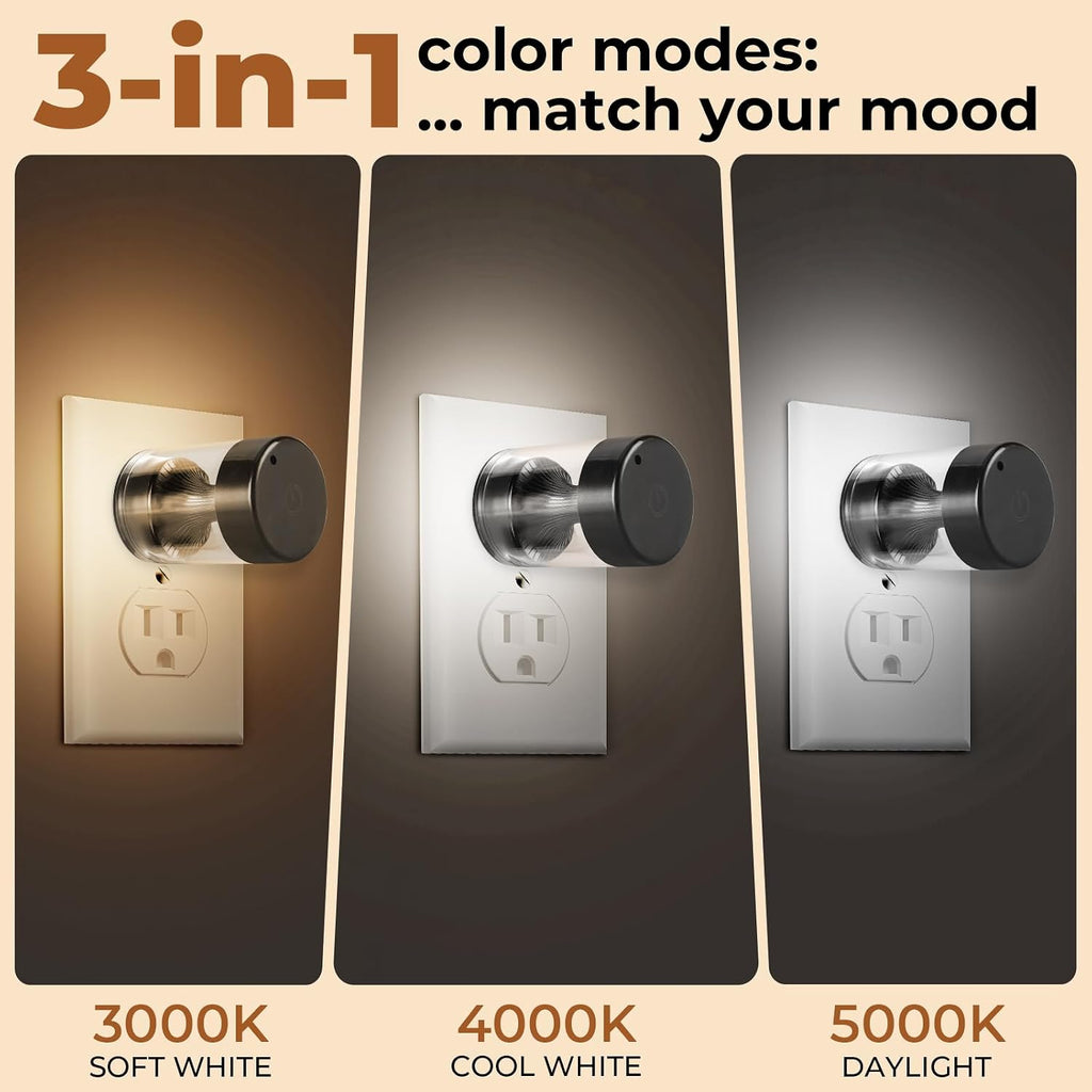 Dimmable LED Night Light Plug in Wall, Touch Control & 3-Color Temperature