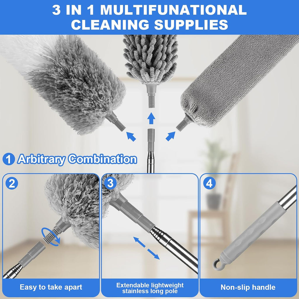 Dusters for Cleaning,Gap Duster and Chenille Duste with Extension Pole