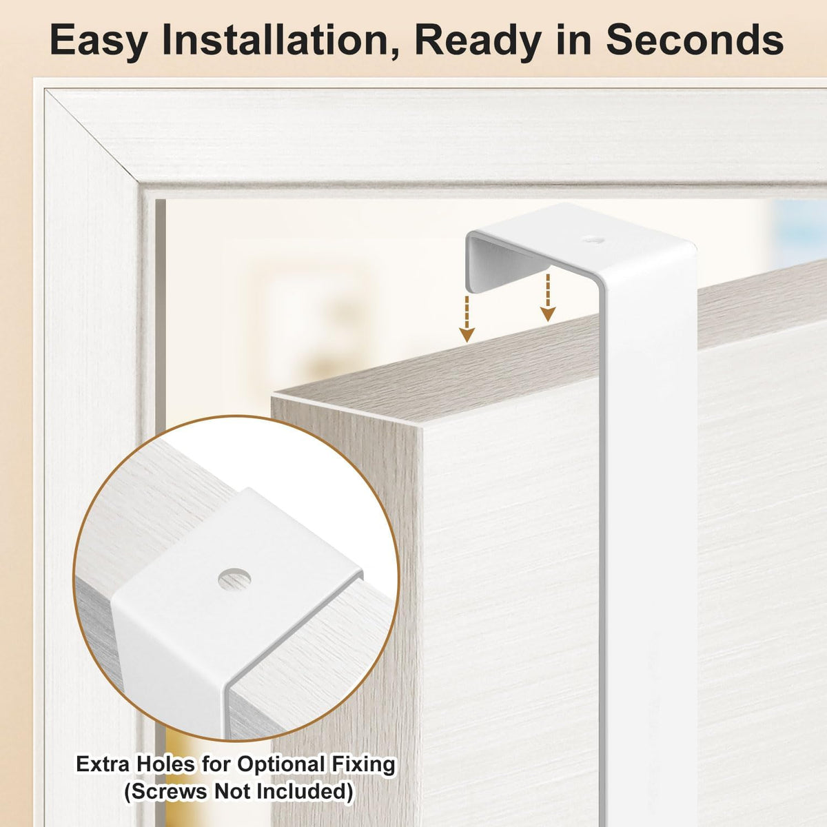 Over The Door Hooks, Fit 1-3/8" Doors, 2 Pack