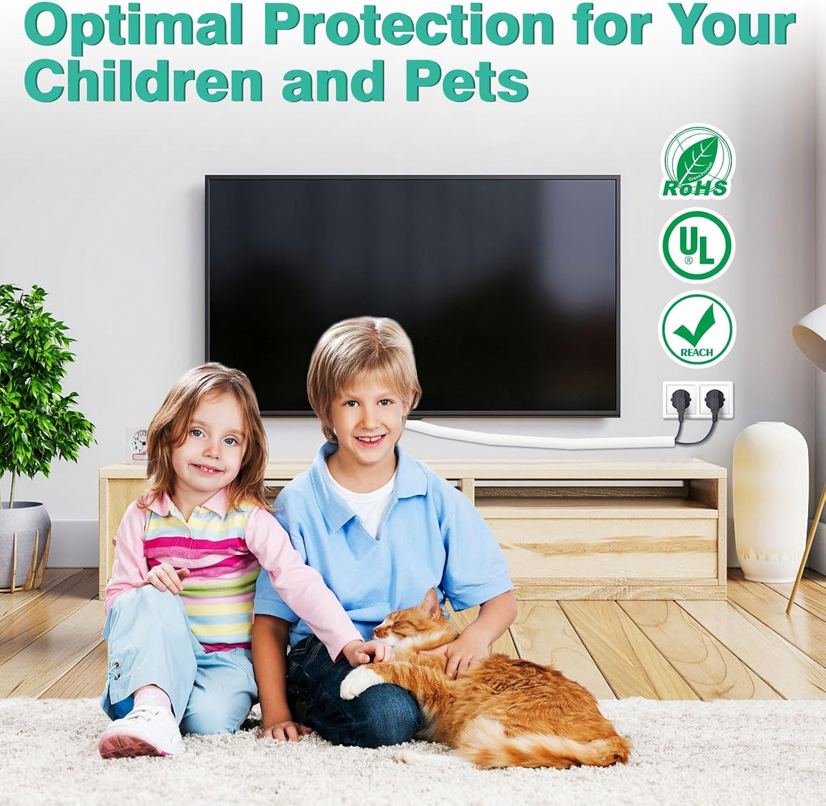UOMTFAI Dog and Cat Cord Protector 10ft - 1/2inch, Flexible Cable Sleeve for Easy Cord Management, Protects Cables from Pets Chewing, Ideal for USB, Power, Audio and Video Cords - White