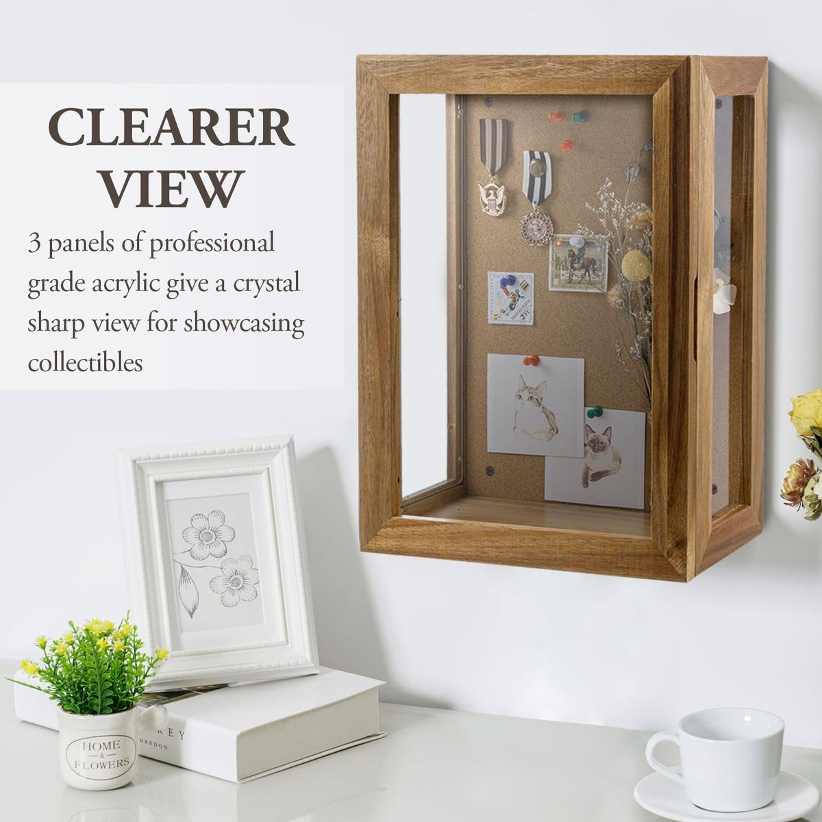 MyGift 11 x 15 Inch Wall Mounted Acacia Solid Wood Deep Shadow Box