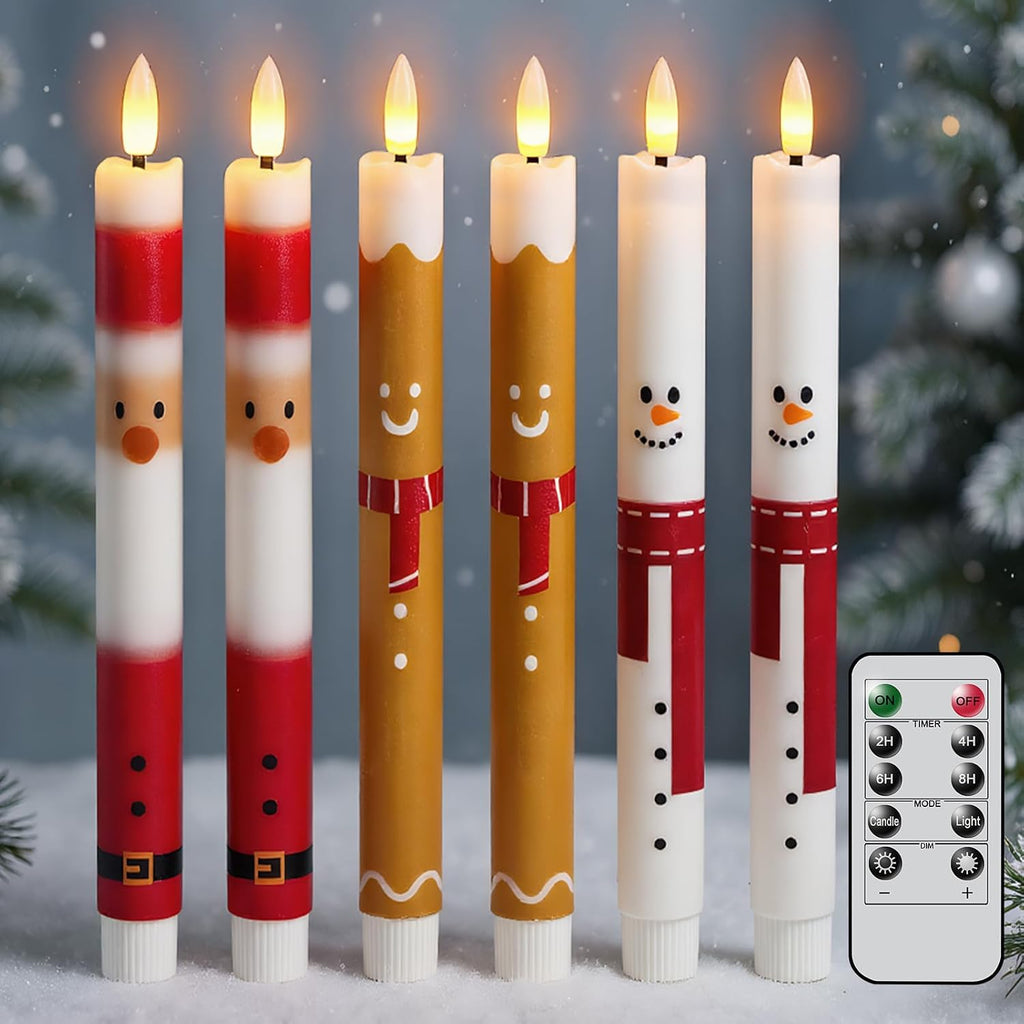 Christmas Flameless Taper Candles Battery Operated with Remote Timer