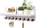 Key Holder for Wall, Mail Organizer Wall Mount with 8 Hooks Wooden Hanging Key Rack for Home Decor, Hallway, Entryway (Vintage White)