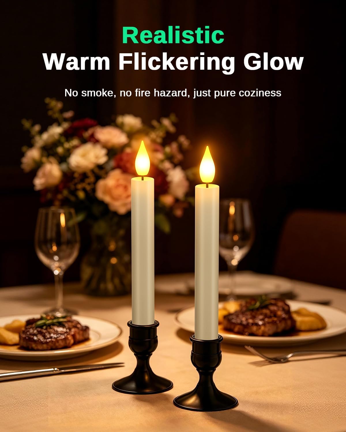 SoulBay USB Rechargeable Window Candles with Sensor Dusk to Dawn Tapers