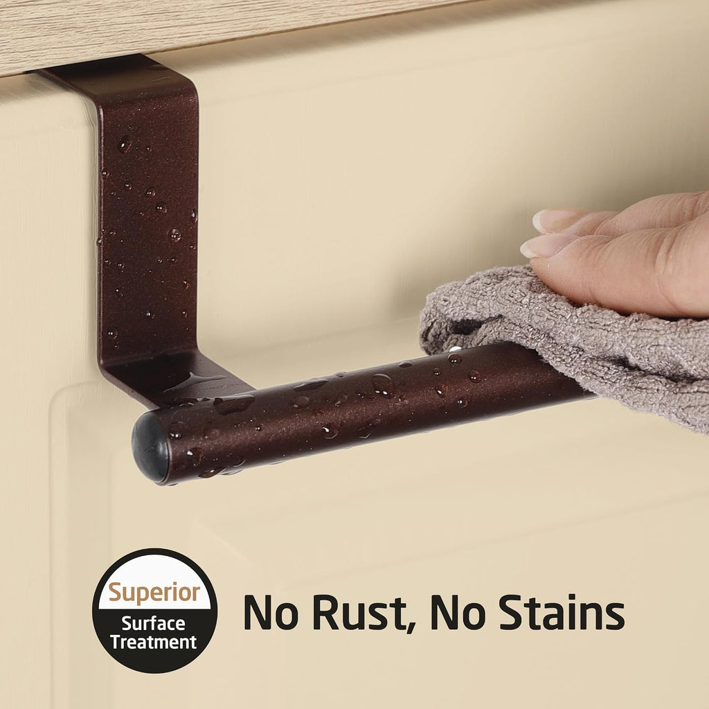 KES Over The Cabinet Towel Holder Fit 1" Thick, Kitchen Towel Holder, Brown