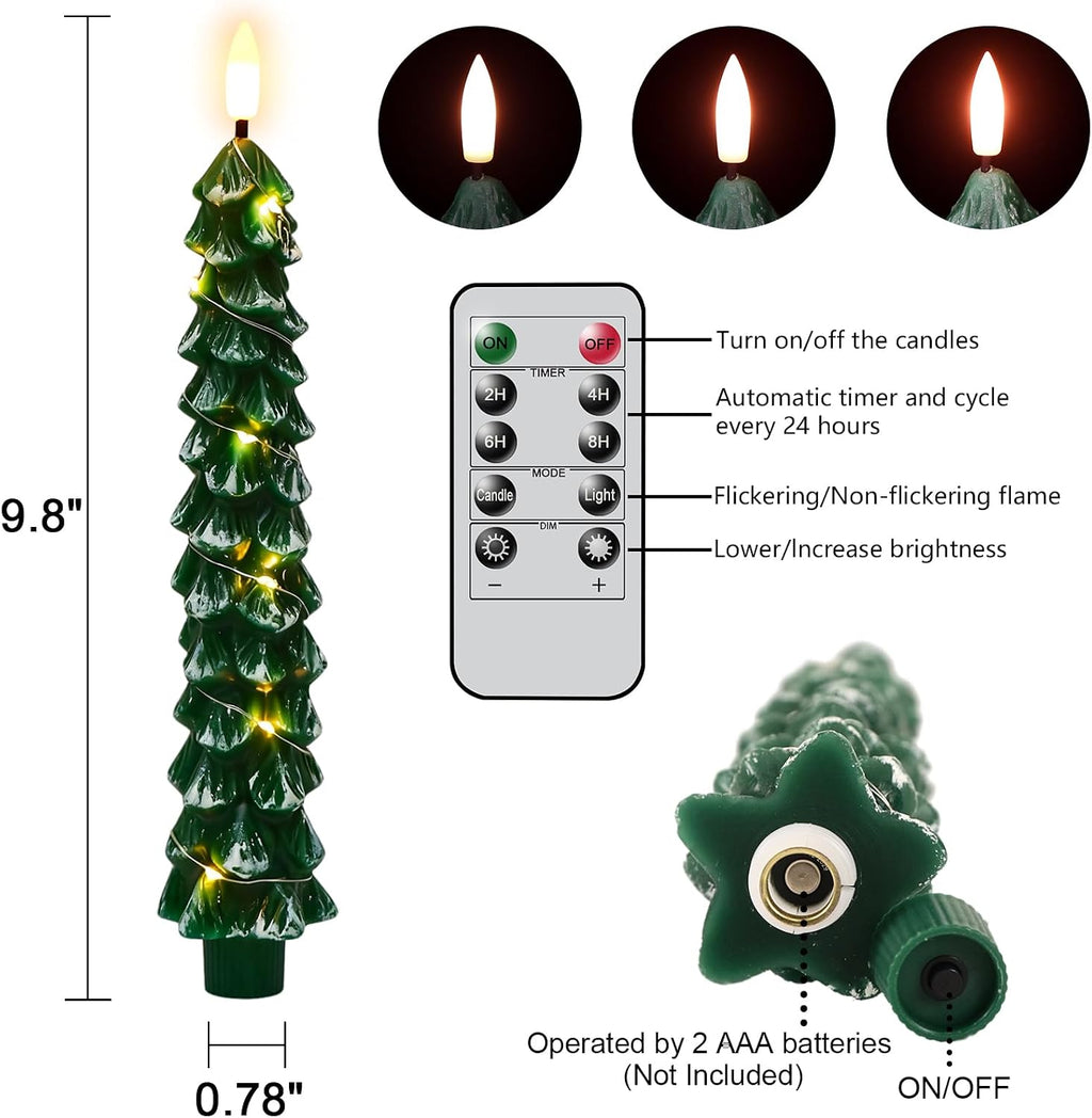 GenSwin Christmas Tree Flameless Taper Candles candlesticks Remote Timer