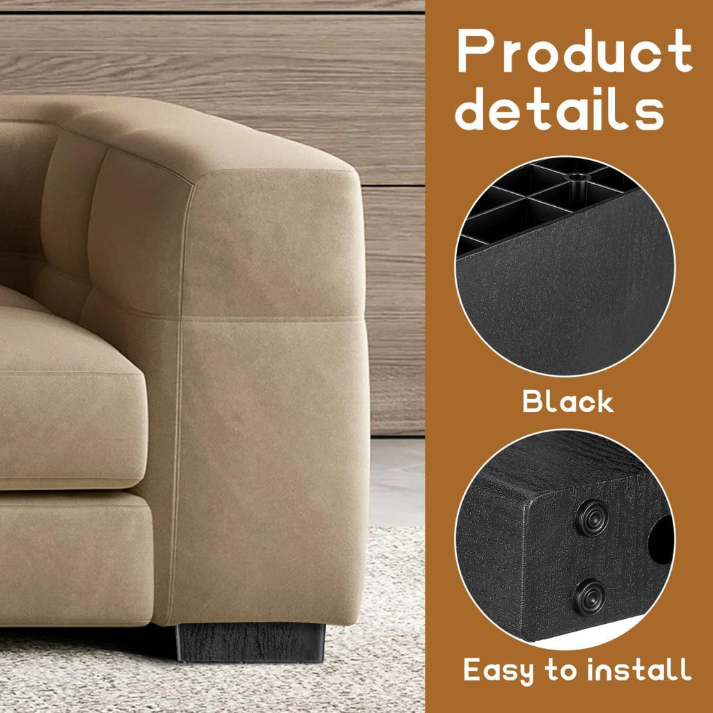 Couch Legs Replacement 4 Pack 3 Inch L-Shaped Furniture Risers
