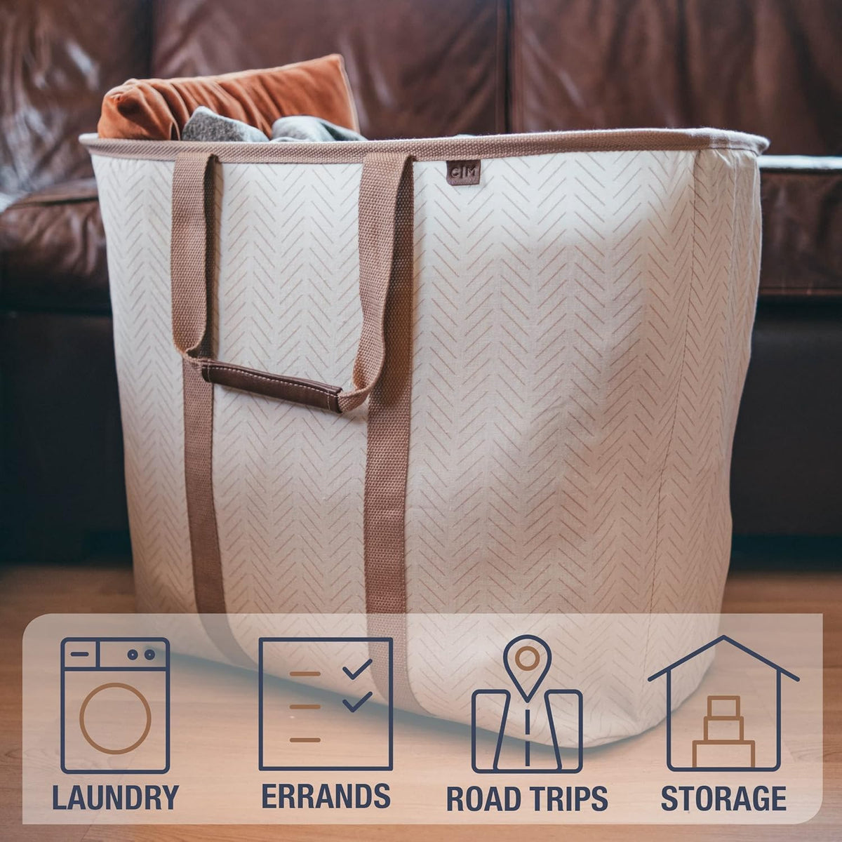 CleverMade Collapsible Laundry Baskets, 64L LUXE Caddy 2 Pack, Cream
