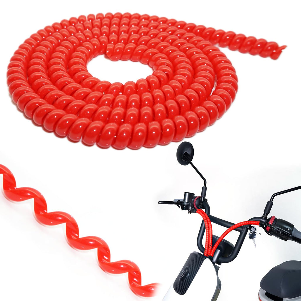 3.28ft – 1/4 inch Motorcycle TPU Wire Loom,Bicycles Flexible Cable Cover, Scooter Cord Organizer Protector Management (Red)