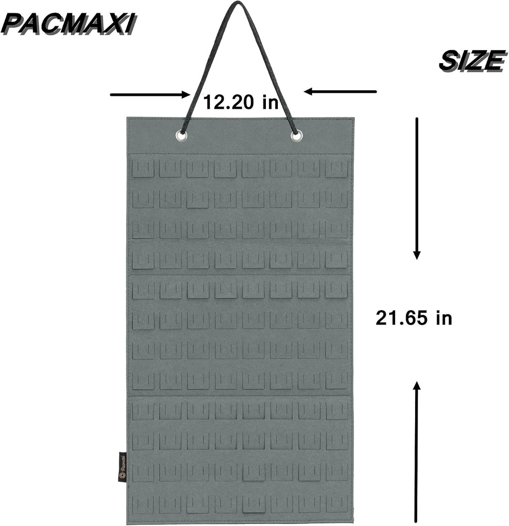 PACMAXI Hanging Brooch Pin Organizer, Display Pins Storage Case, Brooch Collection Storage Holder, Holds Up to 96 Pins.(Not Include Any Accessories) (S-96 Slots, Grey, Small)