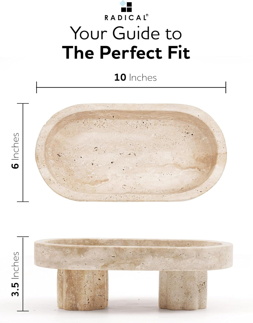 Radicaln Travertine Tray with Legs 10" Decorative Bathroom Vanity Tray