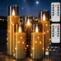 Rechargeable Flameless Candles String Light Battery Operated 2 Remote Black