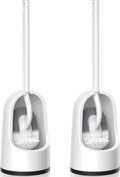 Toilet Brush, 2 Pack Toilet Brush and Holder Set with Durable Curved BristlesToilet Scrubber, Toilet Bowl Brush with Extra Long Handle,Toilet Cleaner with Caddy for Bathroom Deep Cleaning (2, White)