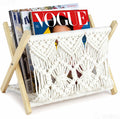 Boho Macrame Magazine Holder,Hand-Woven Magazine Rack for Home Office