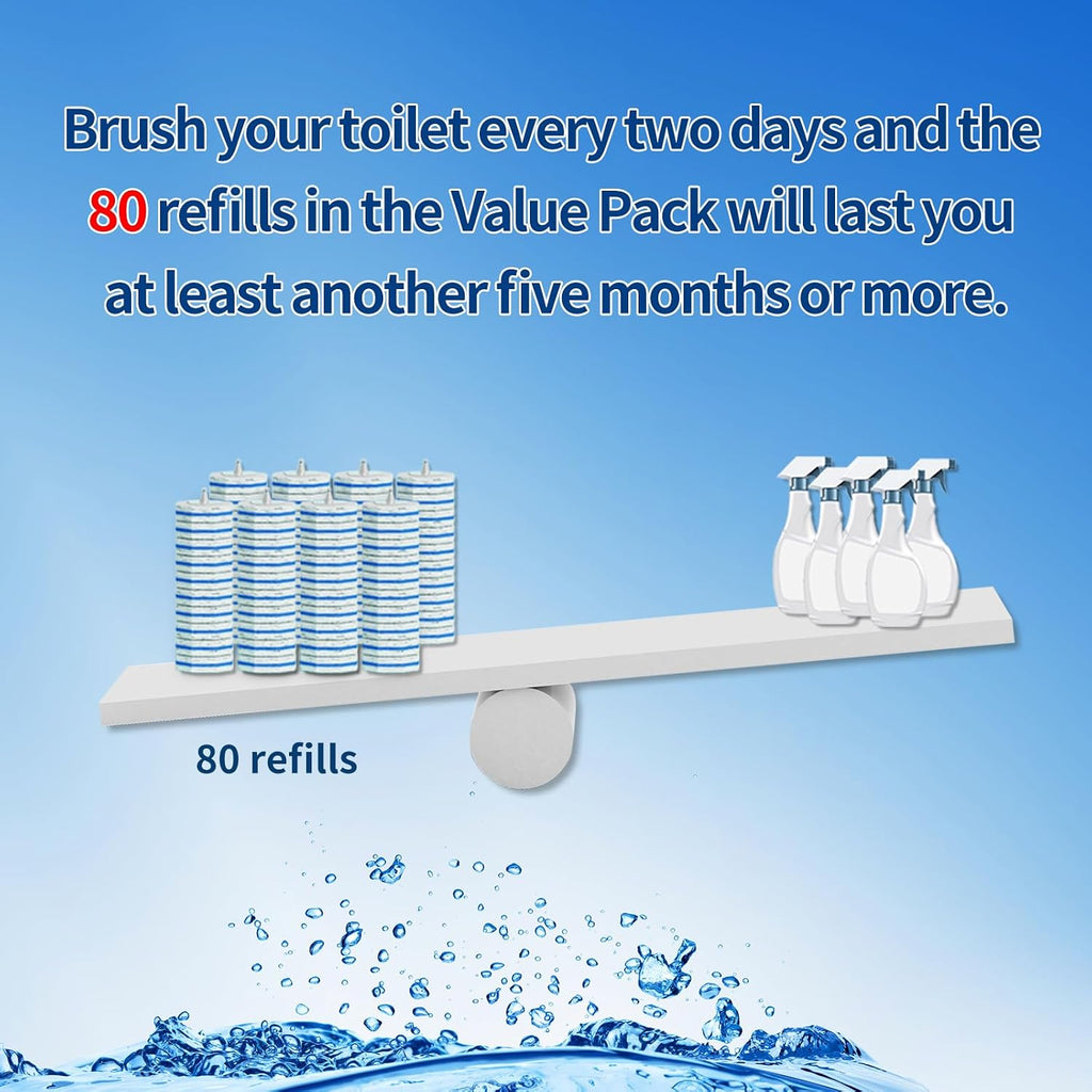Hohoky 80Pcs Toilet Brush Refills for Disposable Toilet Bowl Brush Scrubber Cleaner Refill Pads,Toilet Brush Replacement Compatible Heads with Most Toilet Brushes Scrubber