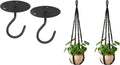 Mkono Macrame Plant Hanger Indoor Hanging Planter Basket and Ceiling Hooks, Wood Beads Decorative Flower Pot Holder for Indoor Outdoor Boho Home Decor, Black，Set of 2