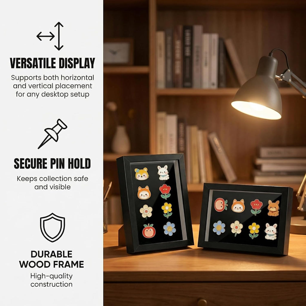 Pin Display Case, Enamel Pin Collection Display with Top Open